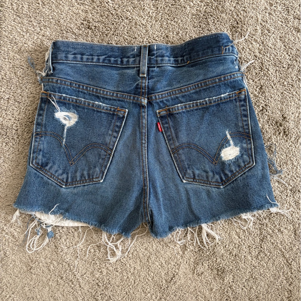 Levi's Blue Distressed Denim Cutoff Shorts - High Waist